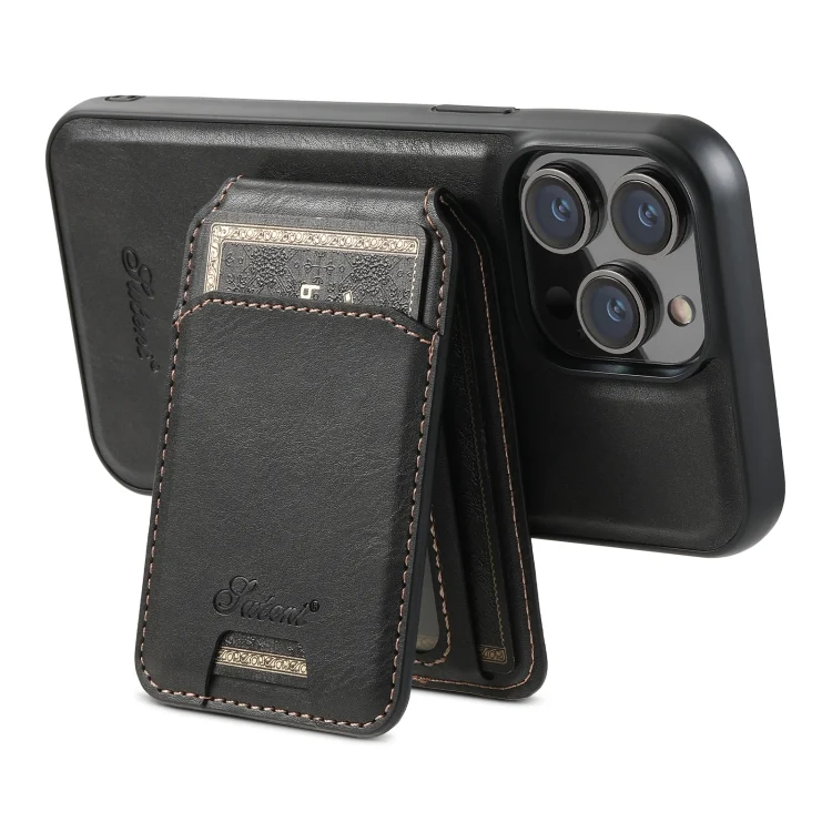 SYA002443704A_3.webp Suteni H15 MagSafe Oil Eax Leather Detachable Wallet Back Phone Case, For iPhone 15, For iPhone 14 Plus, For iPhone 14, For iPhone 14 Pro - Image 6