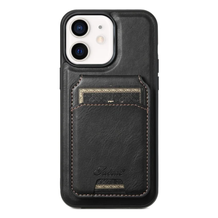 Suteni H15 MagSafe Oil Eax Leather Detachable Wallet Back Phone Case, For iPhone 12, For iPhone 12 Pro Max, For iPhone 12 Pro
