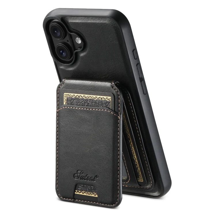 Suteni H15 MagSafe Oil Eax Leather Detachable Wallet Back Phone Case, For iPhone 16, For iPhone 15 Pro Max, For iPhone 15 Pro, For iPhone 15 Plus