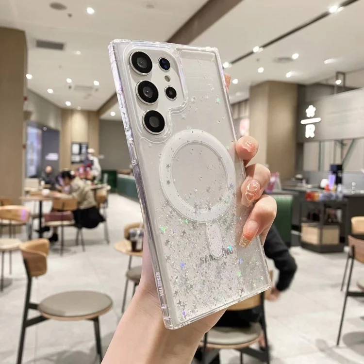 MagSafe Glitter Hybrid Clear TPU Phone Case, For Samsung Galaxy S24 Ultra 5G, For Samsung Galaxy S24+ 5G, For Samsung Galaxy S24 5G, For Samsung Galaxy S23 FE 5G