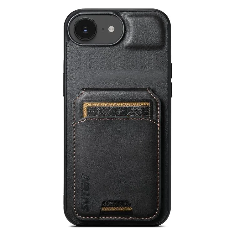 Suteni H02 Leather Wallet Stand Back Phone Case, For iPhone 16e, For iPhone 16 Pro Max, For iPhone 16 Pro, For iPhone 16 Plus, For iPhone 16, For iPhone 15 Pro Max