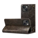 Suteni Baroque Calf Texture Buckle Wallet Leather Phone Case, For iPhone 15 - Image 4