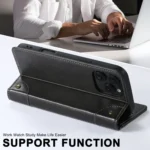 Suteni Baroque Calf Texture Buckle Wallet Leather Phone Case, For iPhone 16, For iPhone 15 Pro Max, For iPhone 15 Pro, For iPhone 15 Plus - Image 5