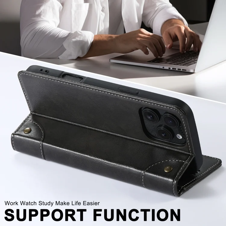 SYA002464205A_3.webp Suteni Baroque Calf Texture Buckle Wallet Leather Phone Case, For iPhone 16, For iPhone 15 Pro Max, For iPhone 15 Pro, For iPhone 15 Plus - Image 5