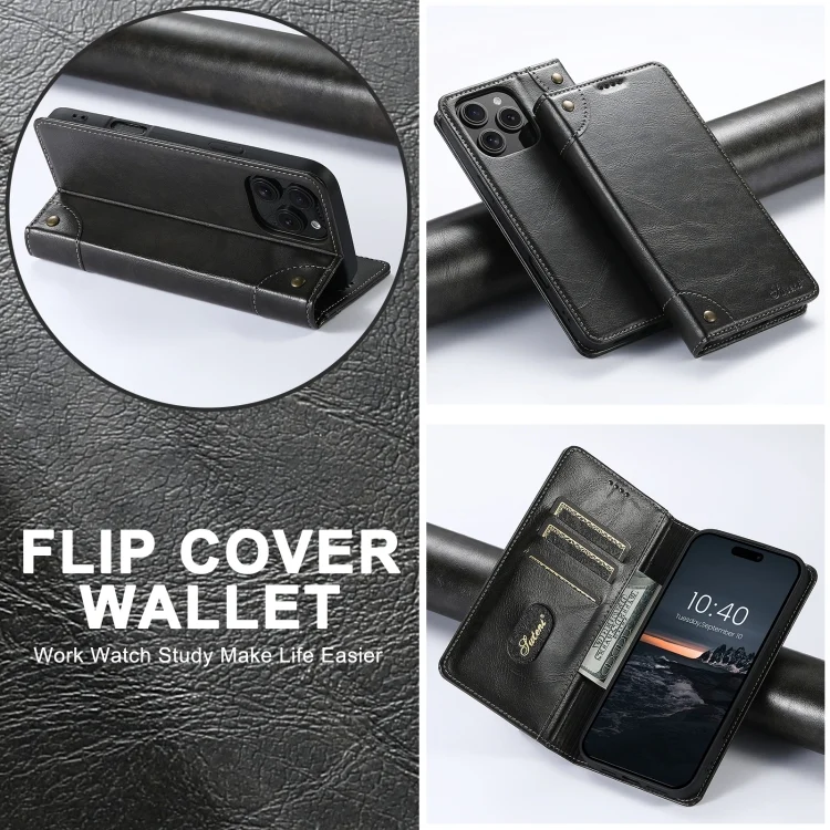 SYA002464205A_4.webp Suteni Baroque Calf Texture Buckle Wallet Leather Phone Case, For iPhone 16, For iPhone 15 Pro Max, For iPhone 15 Pro, For iPhone 15 Plus - Image 6
