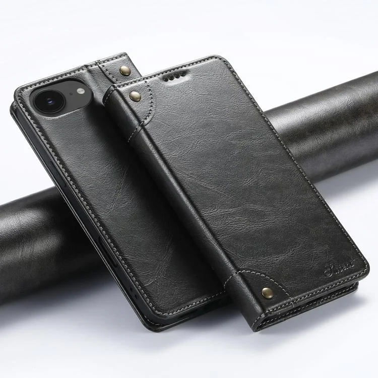 Suteni Baroque Calf Texture Buckle Wallet Leather Phone Case, For iPhone 16e, For iPhone 16 Pro Max, For iPhone 16 Pro, For iPhone 16 Plus