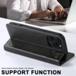 Suteni Baroque Calf Texture Buckle Wallet Leather Phone Case, For iPhone 16e, For iPhone 16 Pro Max, For iPhone 16 Pro, For iPhone 16 Plus - Image 3