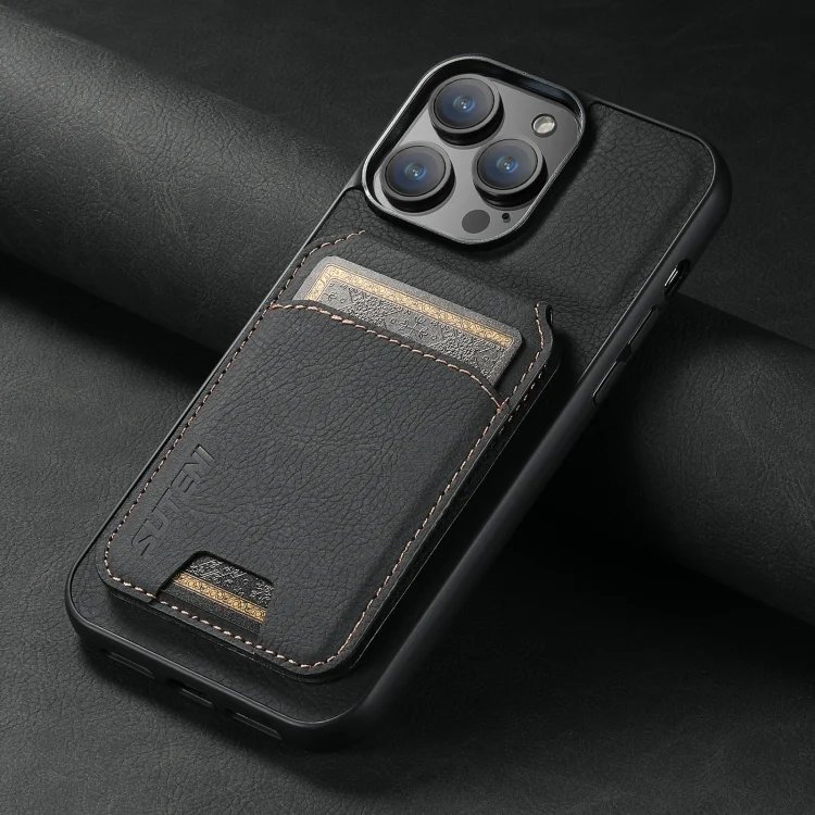 SYA002465516A_1.webp Suteni H02 Litchi Leather Card Wallet Stand Back Phone Case, For iPhone 12 / 12 Pro, For iPhone 12 Pro Max, For iPhone 11 Pro Max, For iPhone 11 - Image 3
