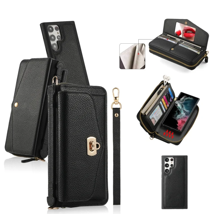 Crossbody Multi-functional Zipper Wallet Litchi Leather Phone Case, For Samsung Galaxy S22 5G, For Samsung Galaxy Note20 Ultra, For Samsung Galaxy Note20