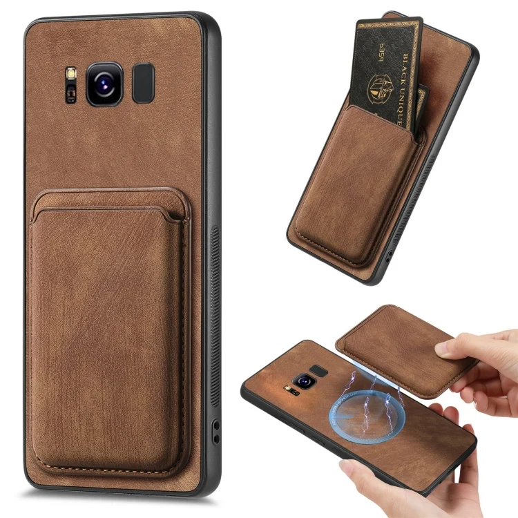 Retro Leather Card Bag Magnetic Phone Case, For Samsung Galaxy S8+