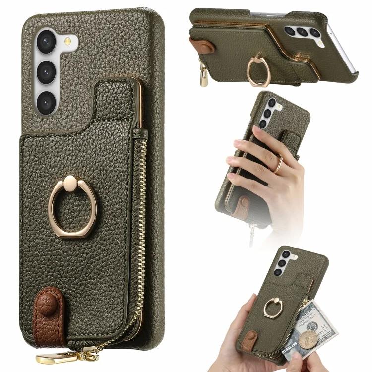 Litchi Leather Oil Edge Ring Zipper Wallet Back Phone Case, For Samsung Galaxy S23+ 5G, For Samsung Galaxy A12 5G