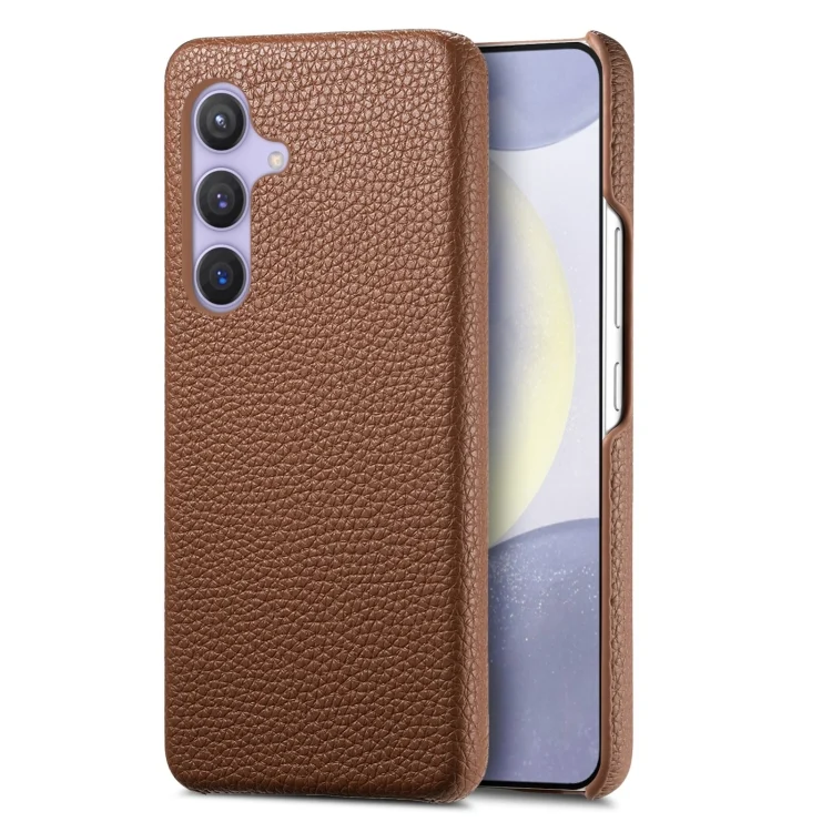 Litchi Oil Edge Leather Back Phone Case, For Samsung Galaxy S24+ 5G, For Samsung Galaxy S24 5G
