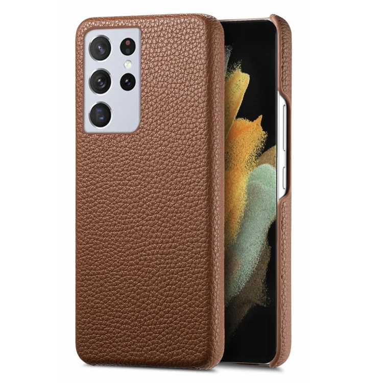 Litchi Oil Edge Leather Back Phone Case, For Samsung Galaxy S21 Ultra 5G, For Samsung Galaxy S20 Ultra
