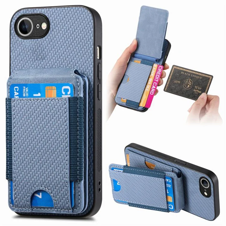 Carbon Fiber Vertical Flip Wallet Stand Phone Case, For iPhone 16e, For iPhone 16 Pro Max, For iPhone 16 Pro, For iPhone 16 Plus