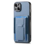 Carbon Fiber Fold Stand Elastic Card Bag Phone Case, For iPhone 11, For iPhone 11 Pro, For iPhone XR, For iPhone XS Max - Image 3