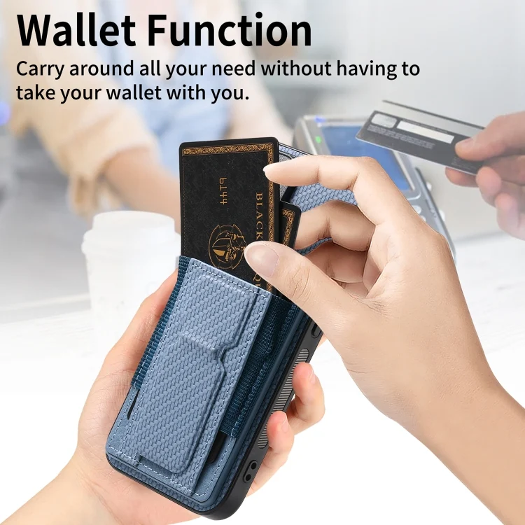 SYA002538716A_3.webp Carbon Fiber Fold Stand Elastic Card Bag Phone Case, For iPhone 11, For iPhone 11 Pro, For iPhone XR, For iPhone XS Max - Image 5