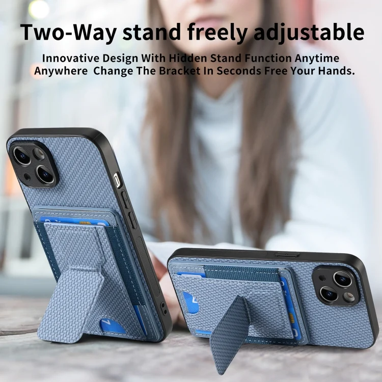 SYA002538716A_5.webp Carbon Fiber Fold Stand Elastic Card Bag Phone Case, For iPhone 11, For iPhone 11 Pro, For iPhone XR, For iPhone XS Max - Image 7