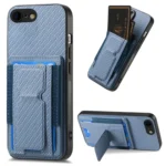 Carbon Fiber Fold Stand Elastic Card Bag Phone Case, For iPhone 7 / 8 / SE 2022, For iPhone X / XS, For iPhone 7 Plus / 8 Plus, For iPhone 6 Plus / 6s Plus
