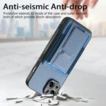 Carbon Fiber Fold Stand Elastic Card Bag Phone Case, For iPhone 7 / 8 / SE 2022, For iPhone X / XS, For iPhone 7 Plus / 8 Plus, For iPhone 6 Plus / 6s Plus - Image 4