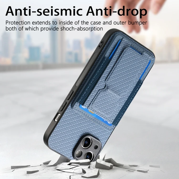 SYA002538720A_2.webp Carbon Fiber Fold Stand Elastic Card Bag Phone Case, For iPhone 7 / 8 / SE 2022, For iPhone X / XS, For iPhone 7 Plus / 8 Plus, For iPhone 6 Plus / 6s Plus - Image 4