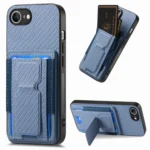 Carbon Fiber Fold Stand Elastic Card Bag Phone Case, For iPhone 16e, For iPhone 15 Pro Max, For iPhone 15 Pro, For iPhone 15 Plus
