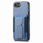 Carbon Fiber Fold Stand Elastic Card Bag Phone Case, For iPhone 16e, For iPhone 15 Pro Max, For iPhone 15 Pro, For iPhone 15 Plus - Image 3