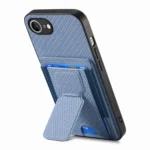 Carbon Fiber Fold Stand Elastic Card Bag Phone Case, For iPhone 16e, For iPhone 15 Pro Max, For iPhone 15 Pro, For iPhone 15 Plus - Image 4