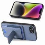 Carbon Fiber Fold Stand Elastic Card Bag Phone Case, For iPhone 16e, For iPhone 15 Pro Max, For iPhone 15 Pro, For iPhone 15 Plus - Image 6