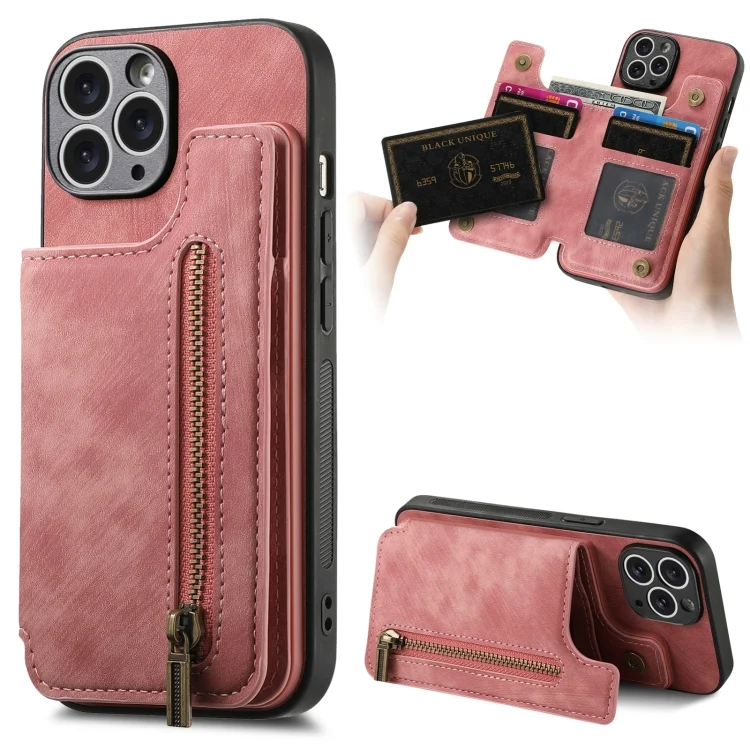Retro Leather Zipper Wallet Back Phone Case, For iPhone 11 Pro, For iPhone X / XS, For iPhone XR