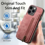 Retro Leather Zipper Wallet Back Phone Case, For iPhone 11 Pro, For iPhone X / XS, For iPhone XR - Image 5
