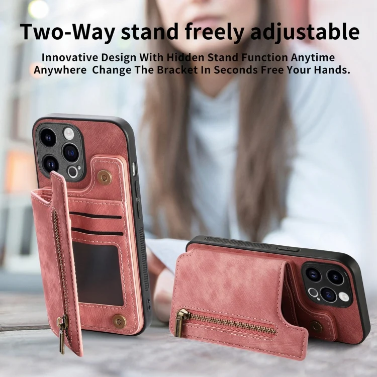 SYA002541614A_5.webp Retro Leather Zipper Wallet Back Phone Case, For iPhone 11 Pro, For iPhone X / XS, For iPhone XR - Image 6