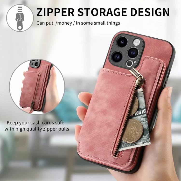 SYA002541614A_7.webp Retro Leather Zipper Wallet Back Phone Case, For iPhone 11 Pro, For iPhone X / XS, For iPhone XR - Image 8