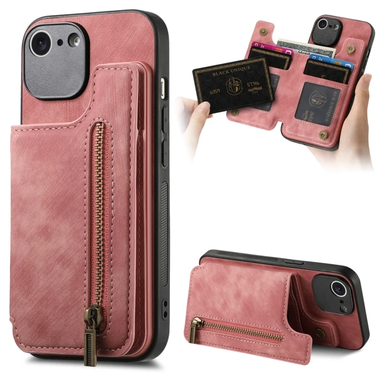Retro Leather Zipper Wallet Back Phone Case, For iPhone 6 / 6s