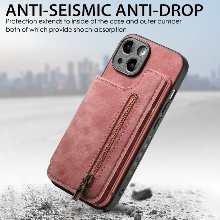 SYA002541620A_2.webp Retro Leather Zipper Wallet Back Phone Case, For iPhone 6 / 6s - Image 3