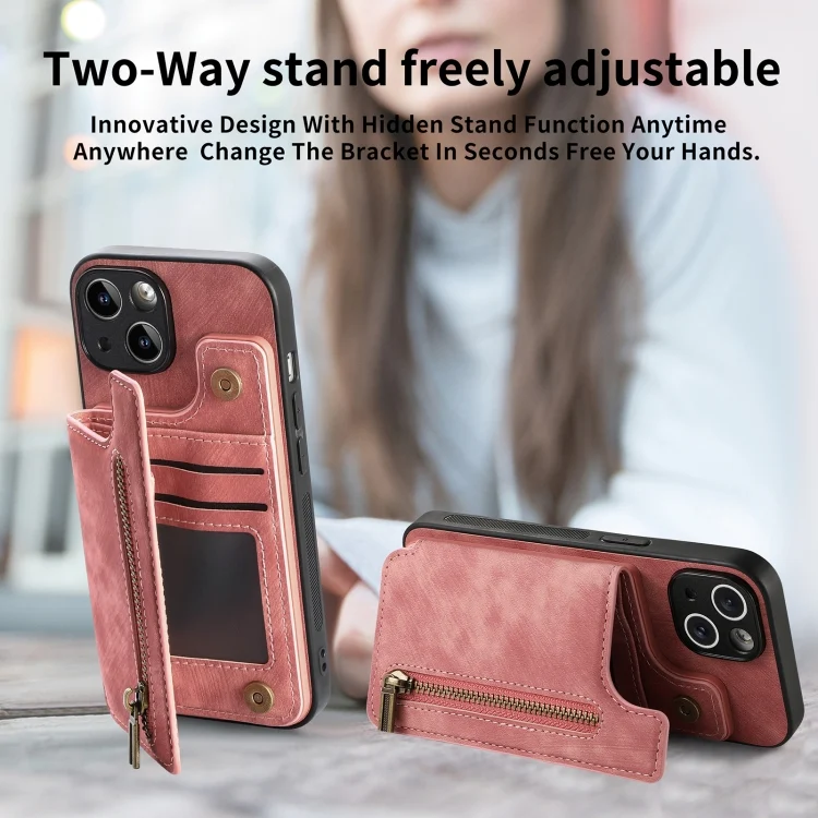 SYA002541620A_5.webp Retro Leather Zipper Wallet Back Phone Case, For iPhone 6 / 6s - Image 6
