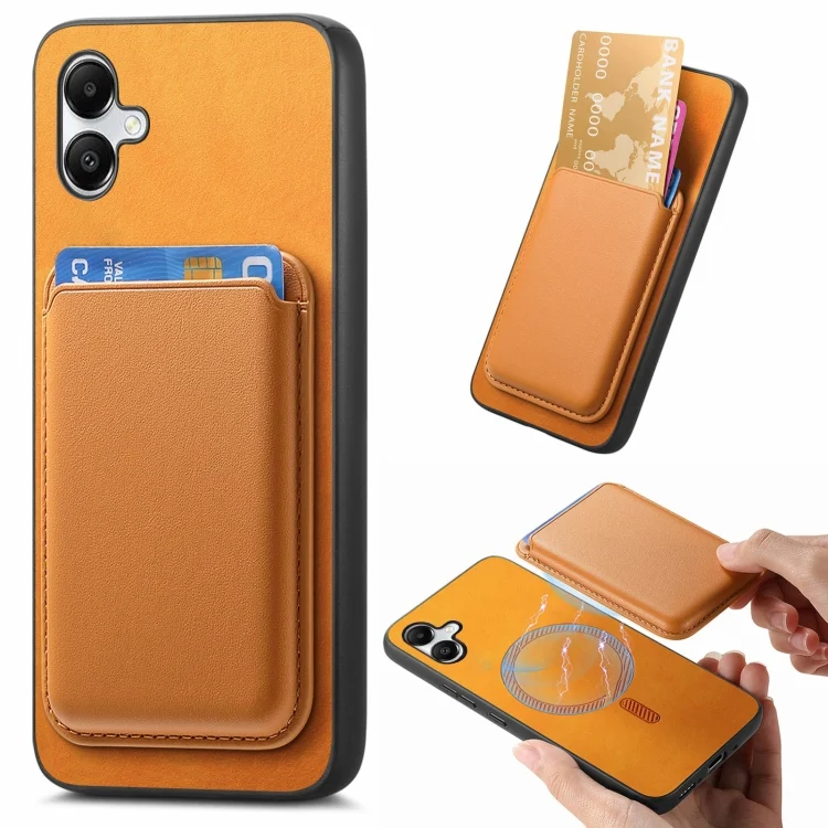 Retro Magsafe Card Bag PU Back Cover Phone Case, For Samsung Galaxy A05, For Samsung Galaxy A05S