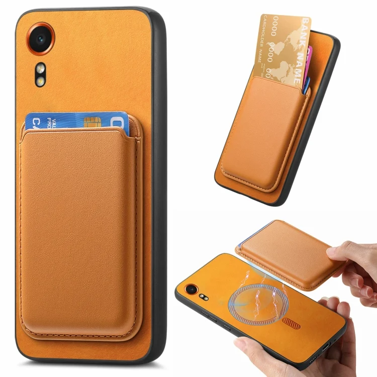 Retro Magsafe Card Bag PU Back Cover Phone Case, For Samsung Galaxy Xcover 7, For Samsung Galaxy A55
