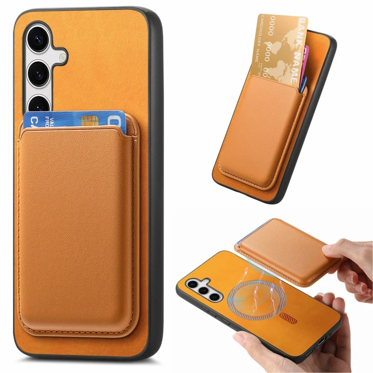 Retro Magsafe Card Bag PU Back Cover Phone Case, For Samsung Galaxy S25+ 5G, For Samsung Galaxy S25 Ultra 5G