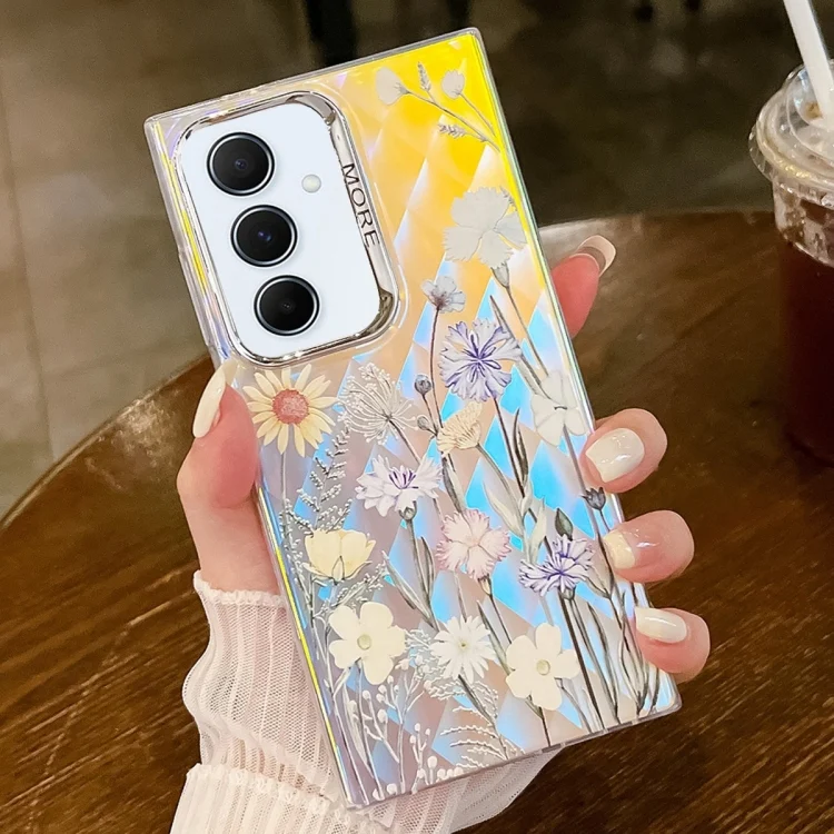 Electroplating Laser Flower Texture TPU Phone Case, For Samsung Galaxy A55 5G