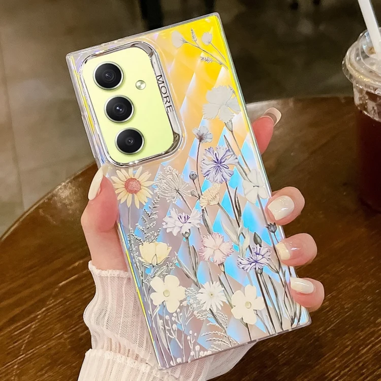Electroplating Laser Flower Texture TPU Phone Case, For Samsung Galaxy A34 5G