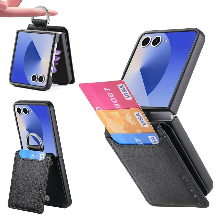 Litchi Texture Leather Ring Wallet Phone Case, For Samsung Galaxy Z Flip7 5G, For Samsung Galaxy Z Flip6 / Flip7 FE