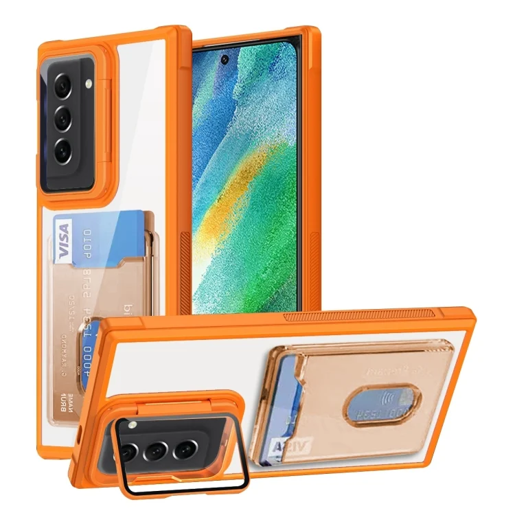 Card Bag Holder Acrylic Hybrid TPU Phone Case, For Samsung Galaxy S21 FE 5G, For Samsung Galaxy S20 FE