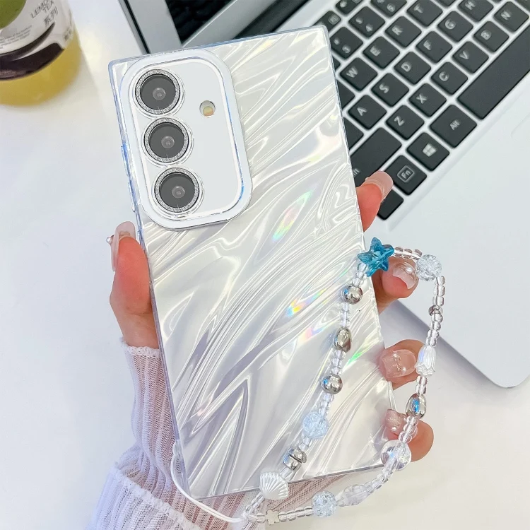 Plating Glitter Texture Chain Wristband TPU Phone Case with Lens Film, For Samsung Galaxy A25 5G