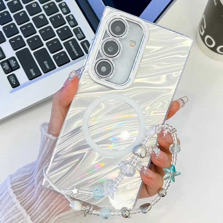 Plating Texture Wristband MagSafe TPU Phone Case with Glitter Lens Film, For Samsung Galaxy A54 5G