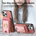 Retro Splitable Magnetic Stand Card Bag Leather Phone Case, For iPhone 16 Pro Max, For iPhone 16 Pro, For iPhone 16 Plus - Image 8