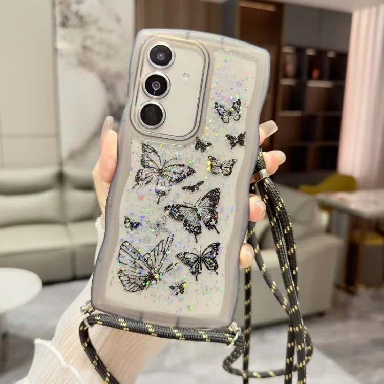 Crossbody Wave Edge Butterfly TPU Phone Case, For Samsung Galaxy S23 FE 5G, For Samsung Galaxy A14 4G / 5G, For Samsung Galaxy A54 5G, For Samsung Galaxy S23 Ultra 5G, For Samsung Galaxy S23+ 5G...