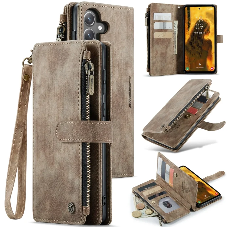 CaseMe C30 Card Slots Zipper Wallet Leather Phone Case, For Samsung Galaxy S24 FE 5G