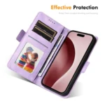 ENKAY Embossed Rhombus Starry Leather Phone Case with Screen Film, For iPhone 16 Pro Max, For iPhone 16 Pro, For iPhone 16 Plus, For iPhone 16 - Image 6