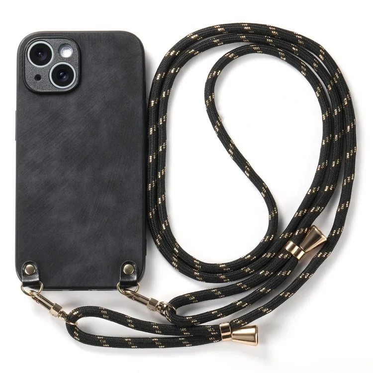 SYA002714130A_1.webp Vintage Leather PC Back Cover Phone Case with Crossbody Strap, For iPhone 6 / 6s - Image 3