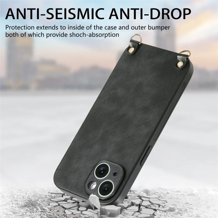 SYA002714130A_3.webp Vintage Leather PC Back Cover Phone Case with Crossbody Strap, For iPhone 6 / 6s - Image 5